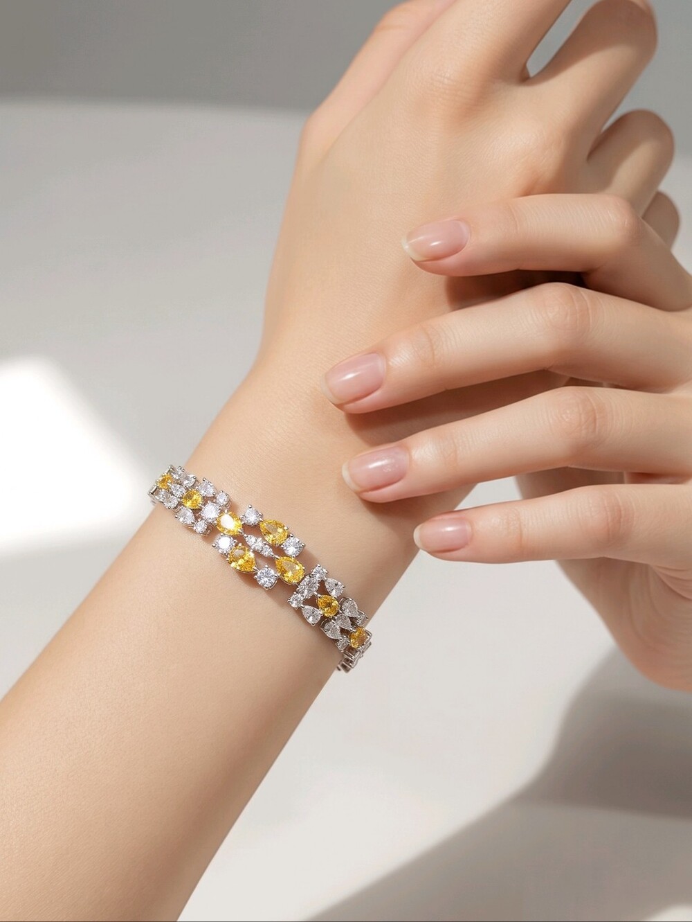 Elegant Yellow & Red Cz Stone Tennis Bracelet - Women's Jewelry